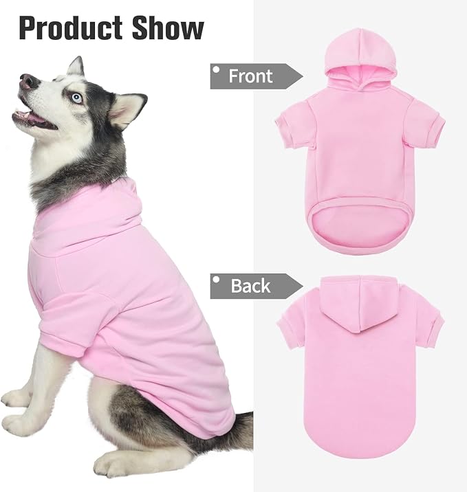 BINGPET Dog Hoodie for Large Dogs, Soft Pullover Pet Sweater | Warm Dog Sweatshirt Clothes, Winter Hooded Outfit for Girl Boy Dogs Puppy, French Pitbull Cold Weather Coats Wear, Pink XXL