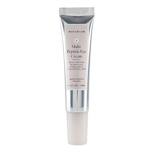 Naturium Multi-Peptide Eye Cream, Smoothing & Anti-Aging Skincare, with Squalene & Hyaluronic Acid, 0.5 oz