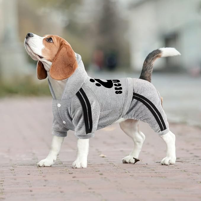 Dog Hoodie Security Clothes 4 Legs Jumpsuit Sweatshirt Hoodies Soft & Warm Dog Outfit Pullover Winter Clothes Sweater for Small Medium Large Dogs Cats (Gray, Medium)