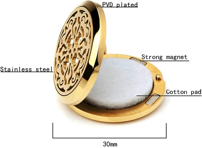 18K Gold Protection Secret Seal of Solomon Wealth Fortune Amulet Essential Oil Necklace, 316L Stainless Steel Best for Aromatherapy-Perfume, Fragrance, Scent Diffusers for Gift
