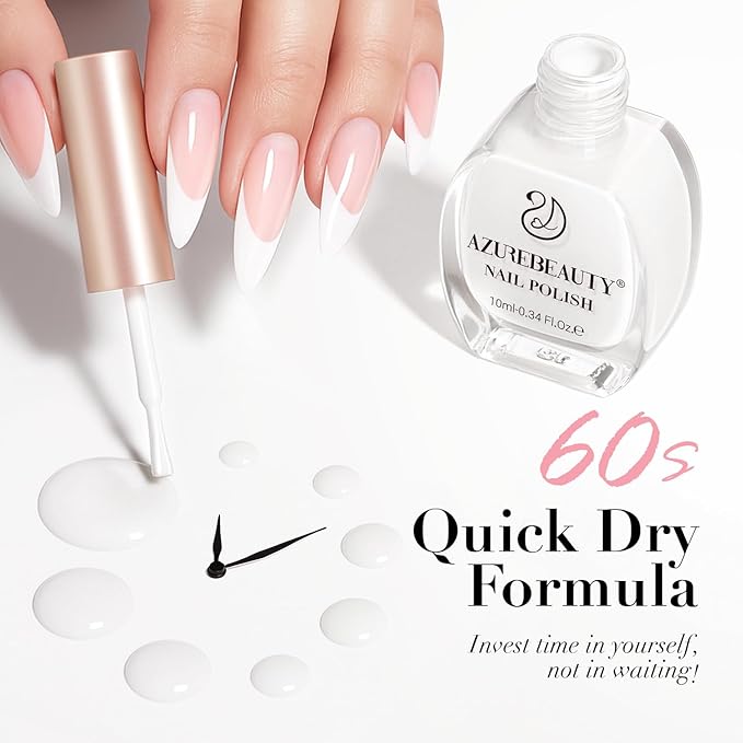 AZUREBEAUTY Warm White Nail Polish – Quick Dry, Long-Lasting, Natural Glossy Finish for DIY Manicure & Nail Art, Salon Quality, 10ml for Women