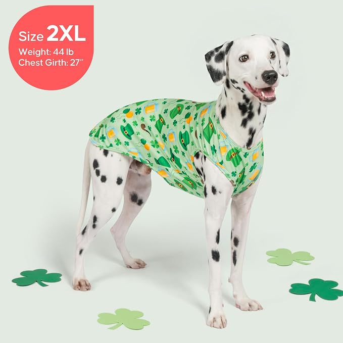 KYEESE 2Pack St. Patrick's Day Dog Shirt, Breathable Tank Top Sleeveless Dog T Shirts for Medium Large Dogs Boy Girl, Lightweight Dogs Clothes Pet Outfit for Holiday, Green, 2XL