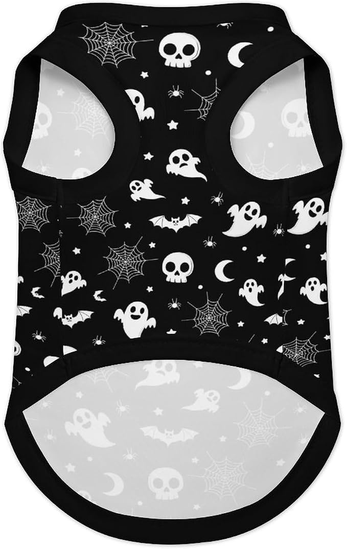 Halloween Pet Vest Spooky Skull Pet Shirts Large | moon bat Dog Shirt Vest cute pet Sleeveless Vests Ice Silk Dog T-Shirts holiday Dog Clothes Halloween Canine Wear