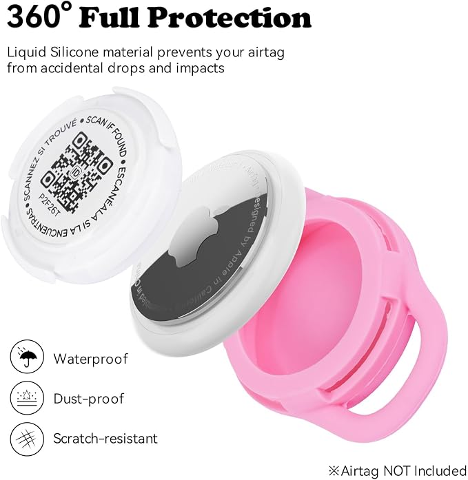 Smart Pet Tracker Holder for Pets - Waterproof QR Code Silicone Case, Durable Collar Attachment for Cats & Dogs, Easy Tracking Accessory (Rose Madder, m)