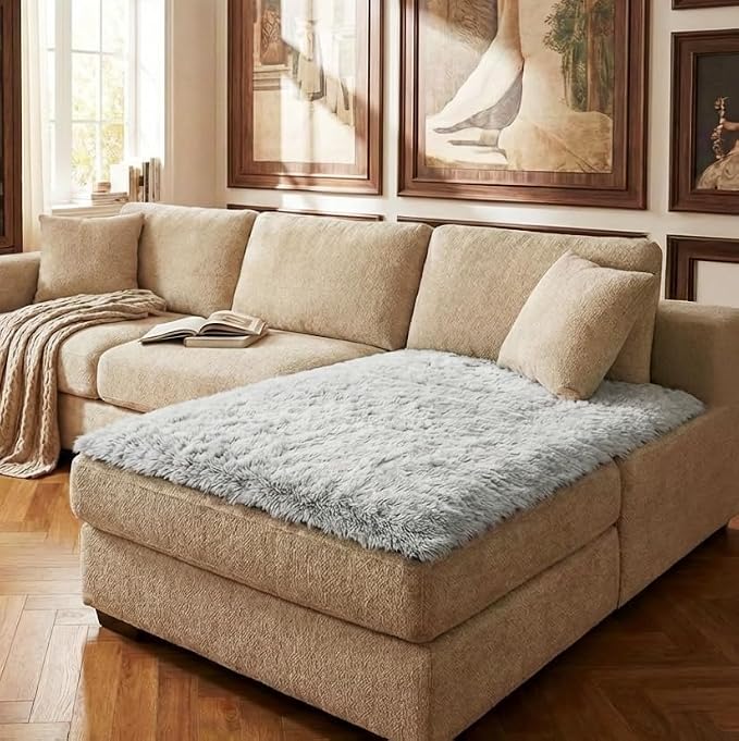 Dogs/Cats Bed Mats, Dog Pad Washable Removable Couch Cover with Anti-Slip Back, Plush Long Fur Mat, Perfect for Small, Medium and Large Dogs.(Magic Gray, 40"x50")