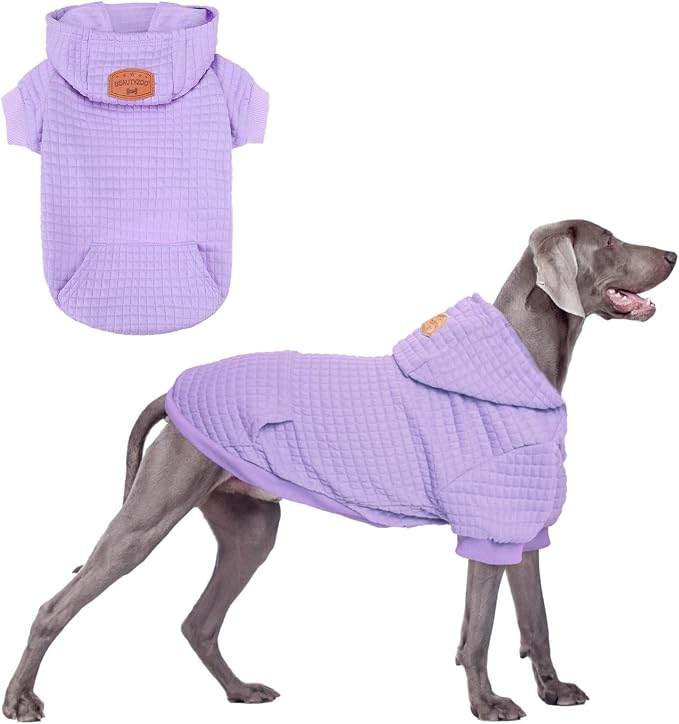 BEAUTYZOO Dog Hoodies Sweater for Large Dogs,Waffle‑Like Laminated Pet Coat | Warm Dog Sweatshirt with Pocket & Leash Hole,Pullover Clothes for Girl Boy Dogs,Stretchy & Easy‑On‑Off,Labrador & Great Danes