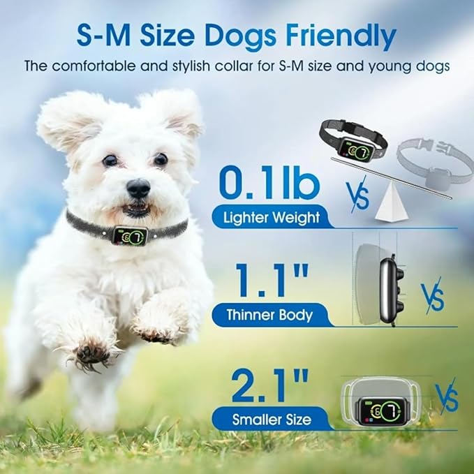 Dog Bark Collar for Large Medium Small Dogs, Rechargeable Smart Bark Collar, Anti Barking Training Collar with 7 Adjustable Sensitivity Beep Vibration (Black)