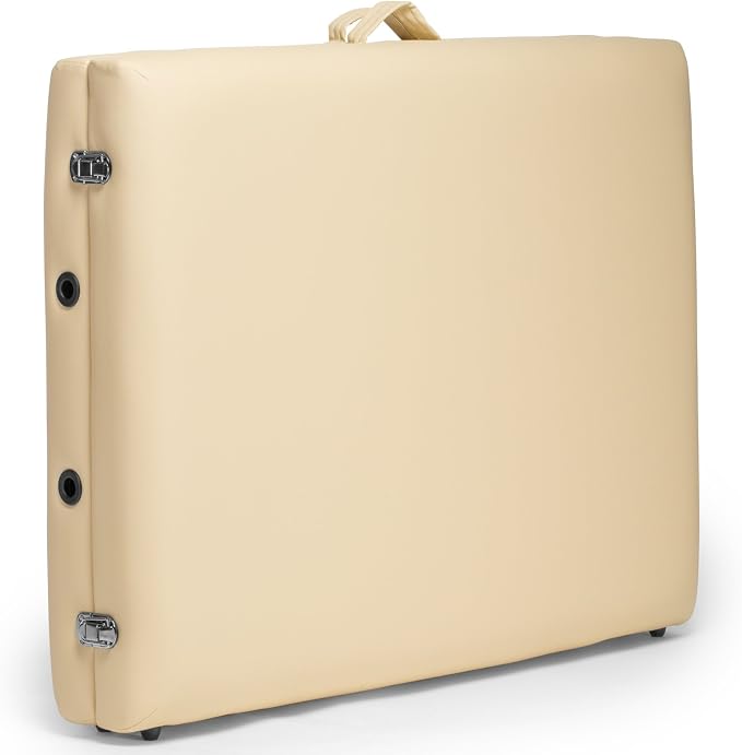 Saloniture Professional Portable Folding Massage Table with Carrying Case - Cream