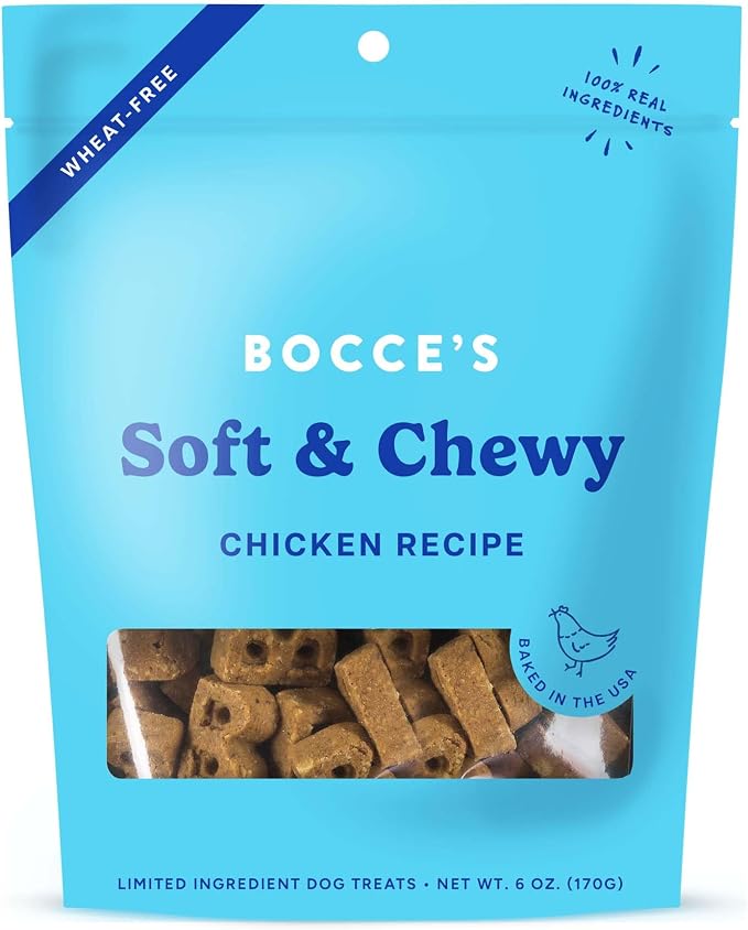 Bocce's Bakery Chicken Flavor Soft & Chewy Dog Treats, 6 oz | Oven Baked, Wheat-Free Everyday Dog Treat Cookies - Made with Real, Limited Ingredients and Baked in The USA