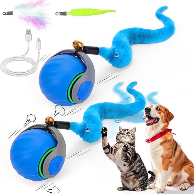 2PCS Interactive Cat Toy Ball, Rechargeable Cat Toys for Indoor Cats