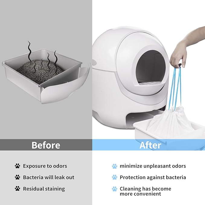 120 Count Extra Large Cat Litter Box Liners, Cat Litter Waste Receptacles Bags for Cleanpethome/BCHARYA Self-Cleaning Litter Box