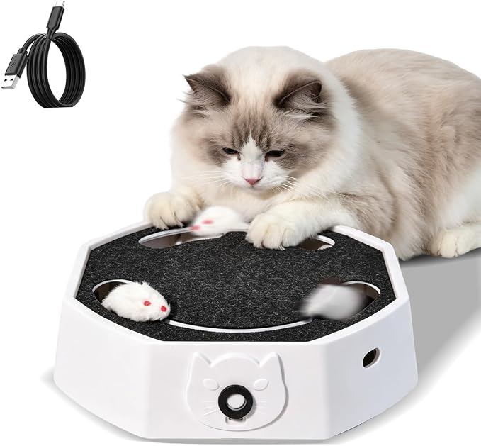 Automatic Cat Toy, Rechargeable Interactive Cat Toy with 4 Modes & Sounds