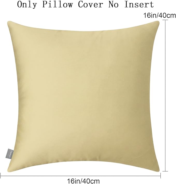 Thmyo 4-Pack 100% Cotton Comfortable Solid Decorative Throw Pillow Case Square Cushion Cover Pillowcase Sublimation Blank Pillow Covers DIY Throw Pillowcase for Couch Sofa(16x16 inch/ 40x40cm,Khaki)