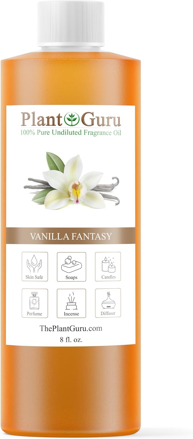 Vanilla Fantasy Fragrance Oil 8 fl. oz. Scented Oil for DIY Soap Making, Candles, Bath Bombs, Body Butters. Used in Aromatherapy Diffusers, Burners and Warmers. Great Addition to Lotions and Creams.