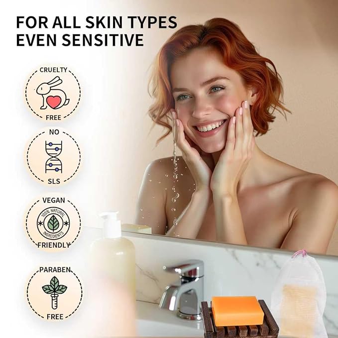 Kojic Acid Dark Spot Remover Soap Bars with Vitamin C, Retinol, Collagen, Turmeric with Hyaluronic Acid, Vitamin E, Shea Butter, Castile Olive Oil - 3.52 OZ x 2 Bars