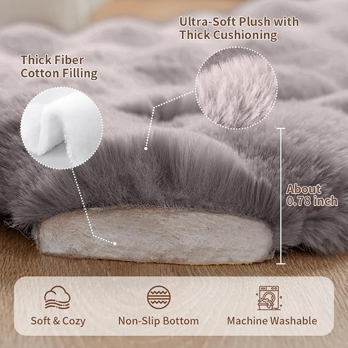 SOMAHE Plush Pet Bed Mat, Machine Washable, Medium 27x20 Dark Grey | Machine Washable + Non-Slip Paw Bottom: plush pet mat stays fluffy and steadier for large cats and small dogs.