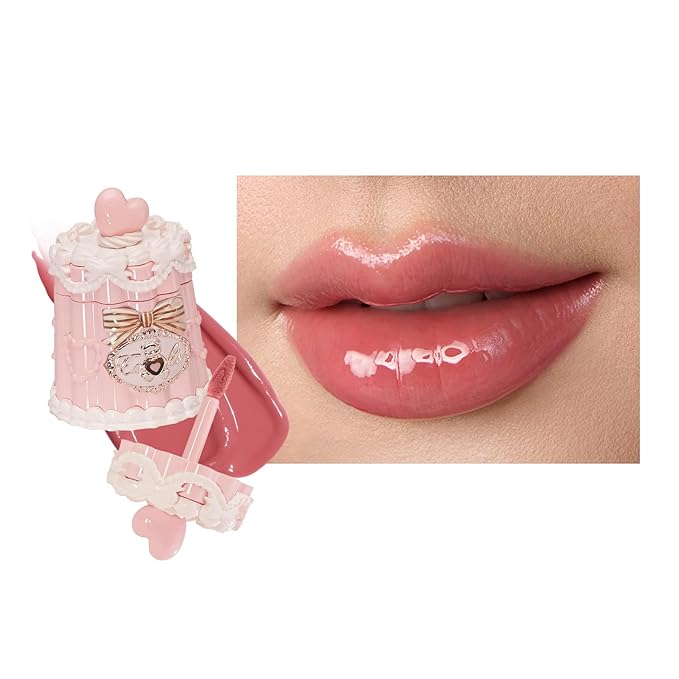 Flower Knows The Sweetie Bear Coating Lip Jelly,Soft Moisturizing Tinted Lip Gloss with Botanicals,Lightweight Non-Sticky Pink Lips Plumper,Cruelty-Free,0.18 oz(JE05 Tiered Dress)
