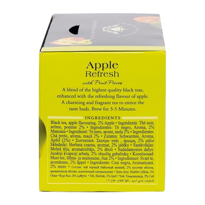 Ahmad Tea Black Tea, Apple Refresh Teabags, 20 ct (Pack of 1) - Caffeinated & Sugar-Free