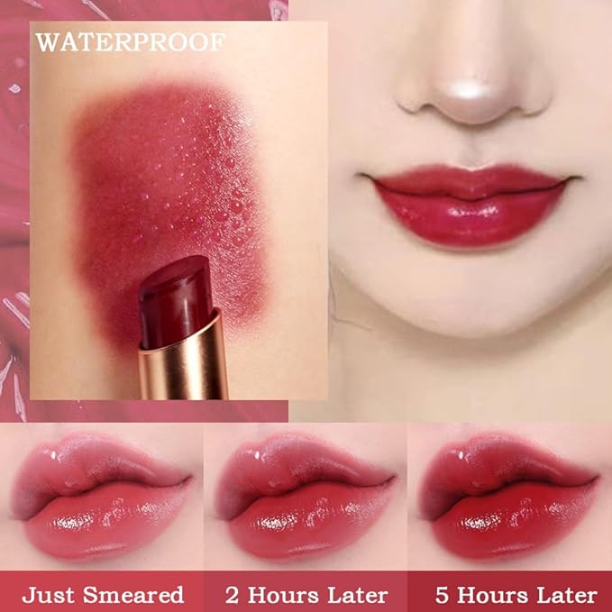 BINGBRUSH 2 Pcs Red Cherries Color Changing Lipstick Queen,PH Mood Long Lasting Labiales Lip Gloss Lip Balm Tinted Magic Lip Stain Makeup Lipstick Set for Women