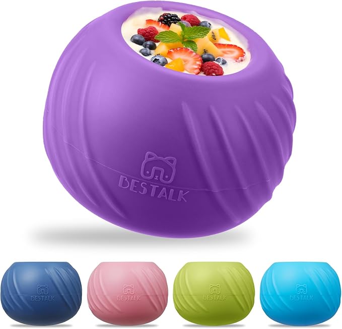 Long-Lasting Dog Lick Toy, Wobbly Dog Enrichment Lick Bowl to Keep Dogs Busy, Interactive Stuffable Dog Treat Feeder for Boredom, Silicone Treat Dispensing Chew Toy(Purple,L)