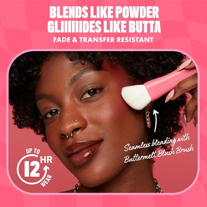 NYX PROFESSIONAL MAKEUP Buttermelt Powder Blush, Fade and Transfer-Resistant Blush, Up to 12HR Make Up Wear, Vegan Formula - All The Butta