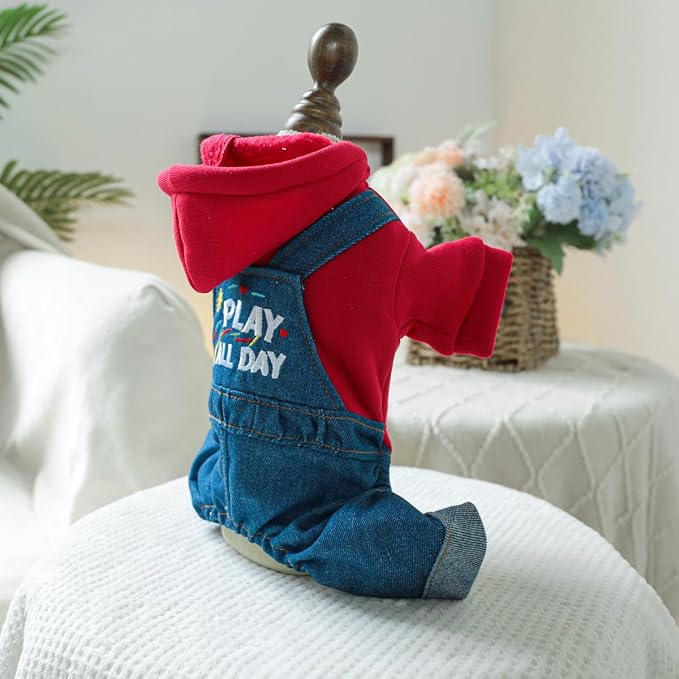 Dog Stylish Overalls Comfortable Puppy One Piece Outfits Summer Bib Overalls for Small Dogs Cute Pet Jumpsuit Onesie Chihuahua Yorkies Birthday Holiday Clothes Costume