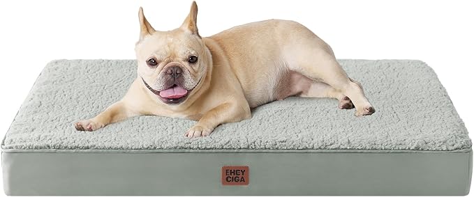 EHEYCIGA Orthopedic Dog Bed Medium with Removable Washable Cover, 30x20 | Egg Crate Foam Support, Durable Oxford fabric, Non-Slip Bottom, Machine Washable, Soft Waterproof Plush Pet Bed Mat For Crate