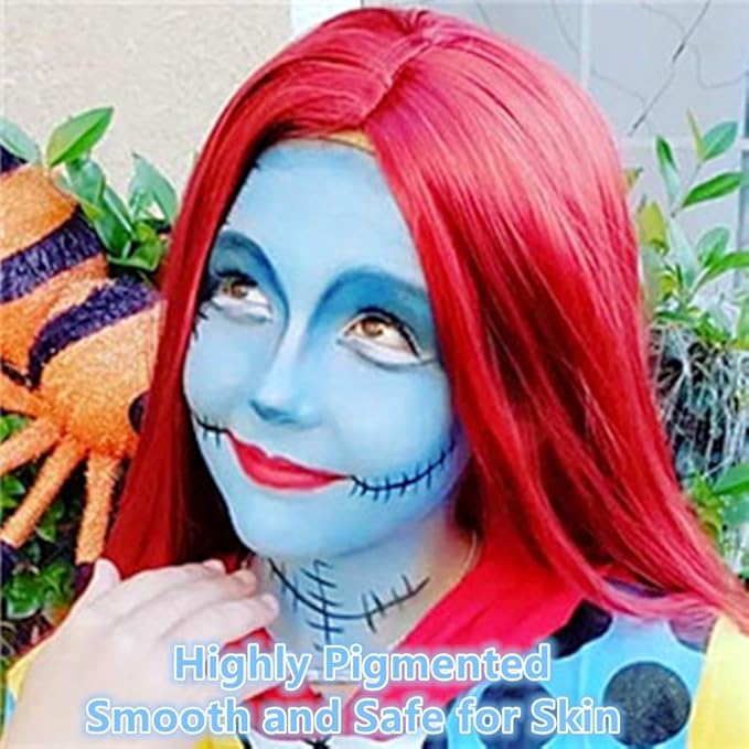 Go Ho Light Blue Face Body Paint Stick,Water Based Non-Toxic Face Painting,Easy-to-use Facepaint for Halloween SFX Ghost Bride Sally Cosplay Costume Makeup,0.63oz
