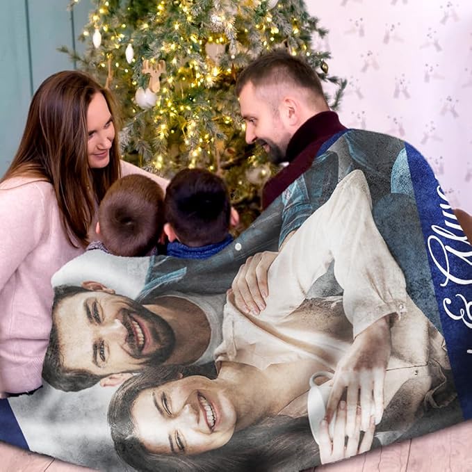 Ships Next Day, Custom Sherpa Fleece Blanket with Photos Text Soft Warm Custom Blanket Personalized Couples Gifts for Boyfriend Girlfriend Customized Picture Blanket Gifts for Christmas Valentines Day
