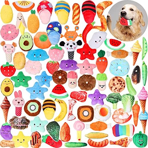 Hungdao 80 Pcs Dog Toys Bulk, Small Dogs Plush Squeaky Chew Toys