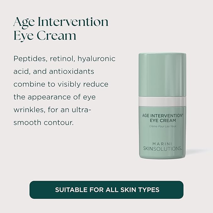 Marini SkinSolutions Age Intervention Eye Cream - Anti-Aging Formula to Visibly Reduce the Appearance of Fine Lines & Wrinkles - Cruelty Free - Made in the USA - 0.5 oz