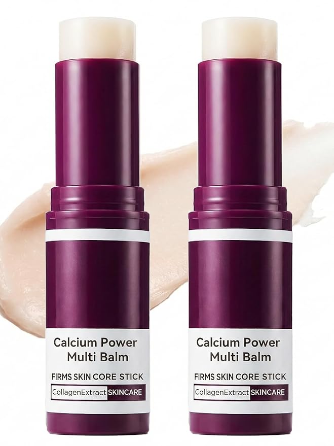 2Pcs Calcium Multi Balm Stick for Eyes, Face & Neck – Collagen-Infused Moisturizing Balm – Firming, Hydrating & Skin Barrier Care for All Skin Types (2 PACK)