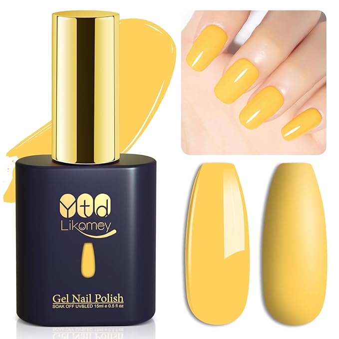 YTD Likomey Nail Gel Color Gel,15ml Yellow Soak Off UV Nails Gel,Spring Summer Salon Home DIY Nail Art Manicure and Pedicure Mustard Yellow Gel Varnish,CS438