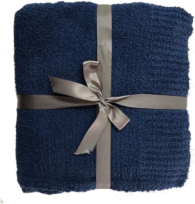 Navy Blue Throw Blanket for Bed, Super Soft Knit Blankets, Cozy Fleece Fuzzy Fluffy Plush Chenille Throws Blanket for Couch, Sofa, 60 x 80 inches