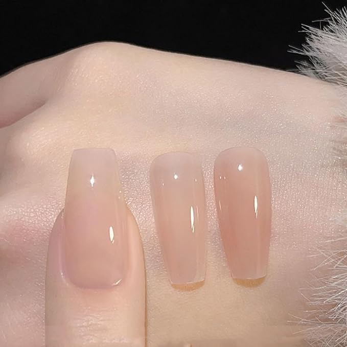 COSMOO Jelly Nude Nail Polish, 10ml Sheer Begie Quick Dry Nail Lacquer, Transparent Nail Art Varnish, 0.34 fl oz
