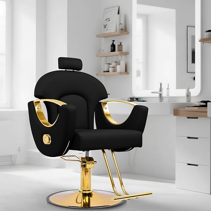 Reclining Barber Chair Styling Hair Chair for Home Barbershop Height Adjustable 360 Swivel Salon Chair for Hair Stylist
