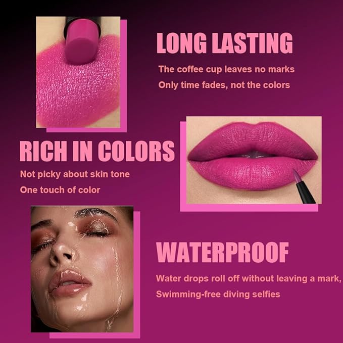 2Pcs 2 in 1 Matte Light Purple Lip Liner and Lipstick Combo Set for Women,Lipstick Stain Lip Liner for Daily & Party Long Lasting Waterproof Smudge Proof 24 Hour Full Coverage Vegan Lip Makeup Kit