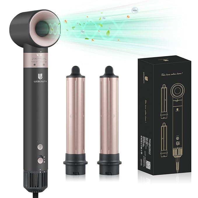 Hair Dryer Hot Air Styler: High-Speed Blow Dryers with Negative Ionic for Fast Drying Frizz Control, Extra Long Barrel 1 1/4 Inch Curling Iron Airflow Auto Wrap Curler for Quick Styling