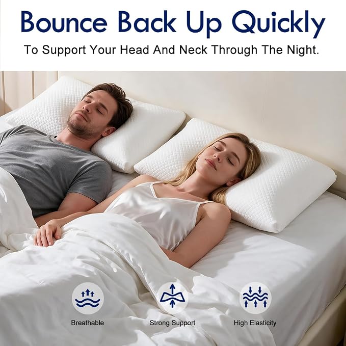HITO Hotel Pillows Bed Pillows King Size Set of 2-100% Virgin Material Down Alternative Pillow - Soft Support for Back, Stomach, Side Sleepers