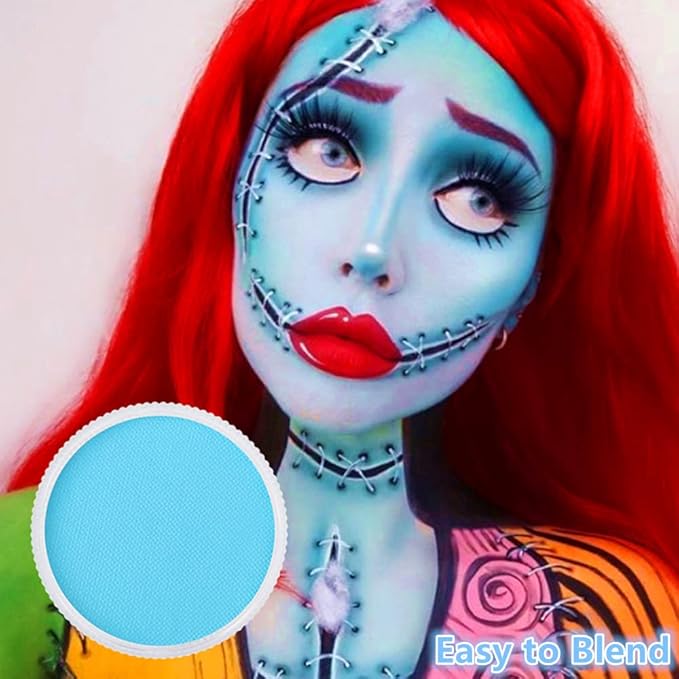 Go Ho Light Blue Face Paint Washable for Halloween Makeup,Creamy to Gel Water Based Body Paint Full Coverage for Adults Children Cosplay Ghost Bride SFX Costumes Festivals Makeup,25g
