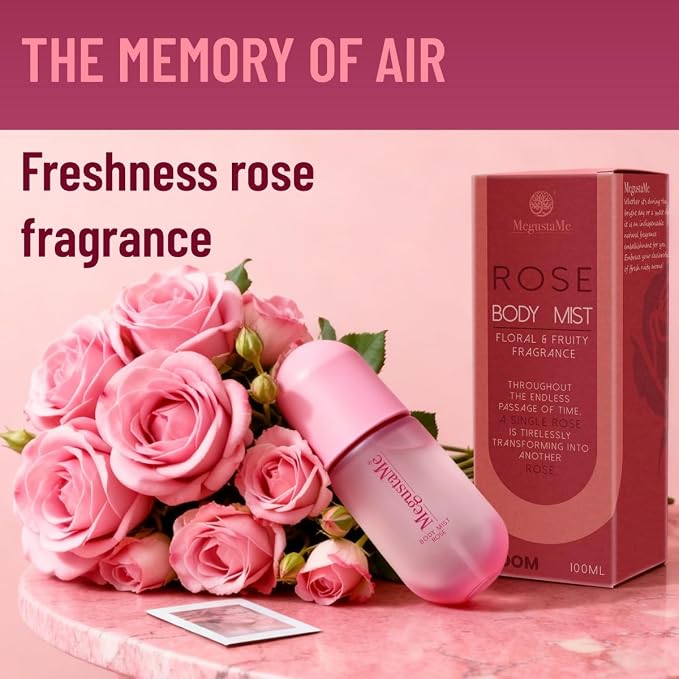 4D Rose Body Spray for Women, Long Lasting Floral Fragrance Mist, Paraben & Phthalate Free, Lightweight Non-Sticky Daily Perfume, Skin Safe Romantic Feminine Scent, Travel Size 3.38 fl oz 100ml