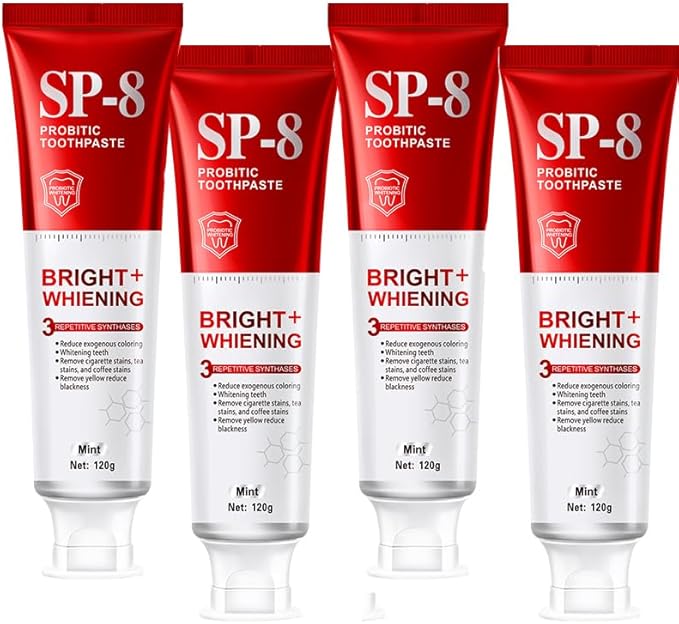 SP-6 Probiotics Whitening Toothpaste - Probiotics for Teeth Whitening and Gum Health - Enamel-Safe, Fluoride-Free, Double Mint Flavor,Fresh Breath (4)