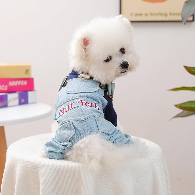 Dog Stylish Overalls Comfortable One Piece Puppy Outfits Summer Bib Overalls for Small Dogs Cute Pet Jumpsuit Onesie Chihuahua Yorkies Birthday Holiday Clothes Costume
