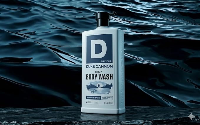 Duke Cannon THICK Body Wash for Men, Midnight Swim, Deep Cleansing & Hydrating Shower Gel, Long-Lasting Fresh Scent, 30 oz