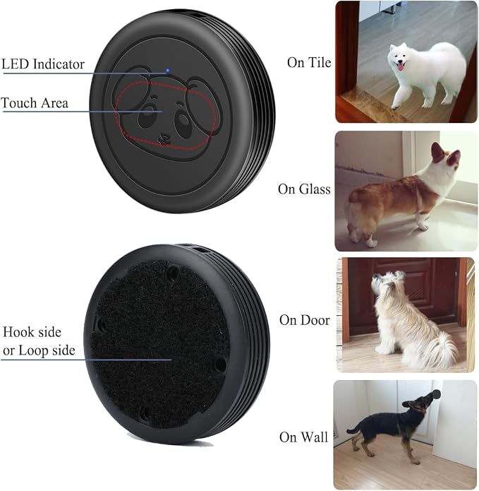 Dog Door Bell, Wireless Doggie Doorbells for Potty Training, Door Bell for Dogs to Go Outside, Dog Bells (Black, 1 Receiver + 1 Transmitter)