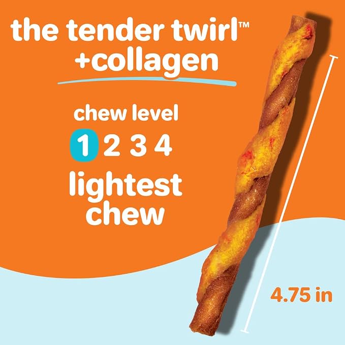 Oinkies Tender Twirls + Collagen Rawhide‑Free Dog Chews, 20 Count
