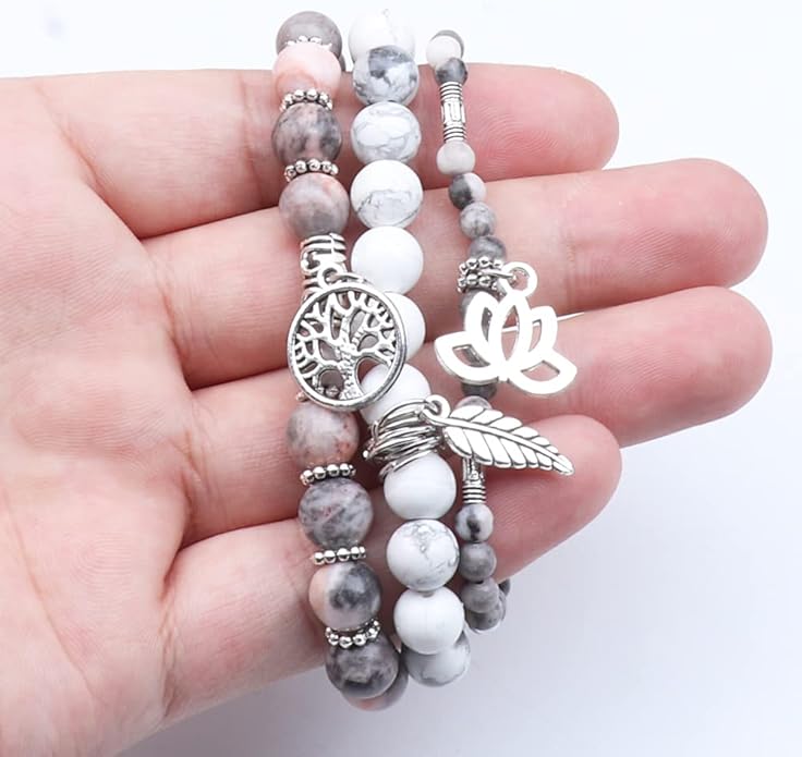 UEUC Tree of Life Yoga Healing Stone Bracelets,Multilayer Lotus Chakra Stone Reiki Bracelet Sets,Anxiety Crystal Natural Stone,for Women Stress Relief