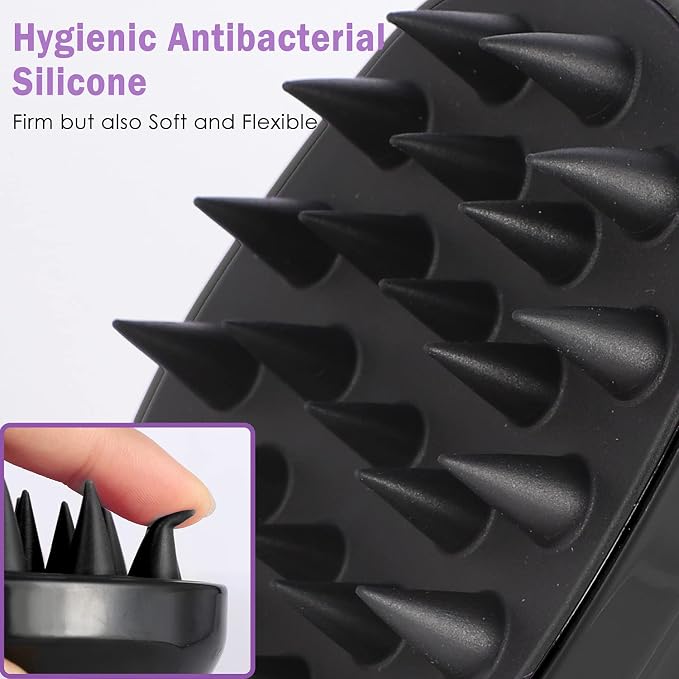 Sosoon Scalp Massager Shampoo Brush, Hair Scalp Scrubber Shower Hair Brush Head Massager for Stress Relax Hair Growth, Dandruff Brush Scalp Exfoliator for Women Men Kids Pets, Black