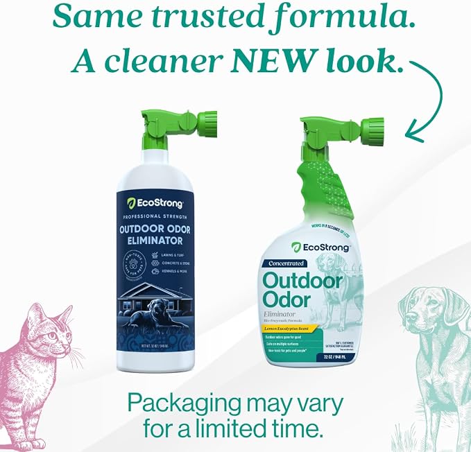 Outdoor Odor Eliminator | Outside Dog Urine Enzyme Cleaner – Powerful Pet, Cat, Animal Scent Deodorizer | Professional Strength for Yard, Turf, Kennels, Patios, Decks (32oz)