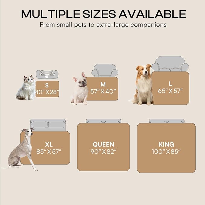 Luciphia Waterproof Dog Blanket, Reversible Sherpa Fleece for Couch Cover | Reversible waterproof pet blanket with soft Sherpa fleece machine washable protect couch bed car, Beige-thicken 65" x 57"